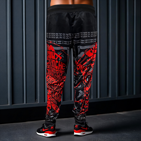 ^TRIBE VIBES^ (RED-GREY-BLACK) JOGGER SWEATPANTS