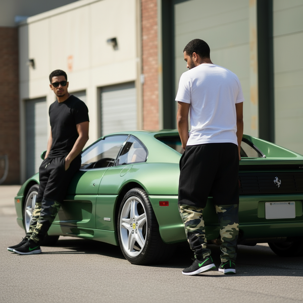 •CHIEFIN’ ADI-FEATHER• (GREEN CAMOUFLAGE) LUX JOGGER SWEATPANTS (CUT & SEW)