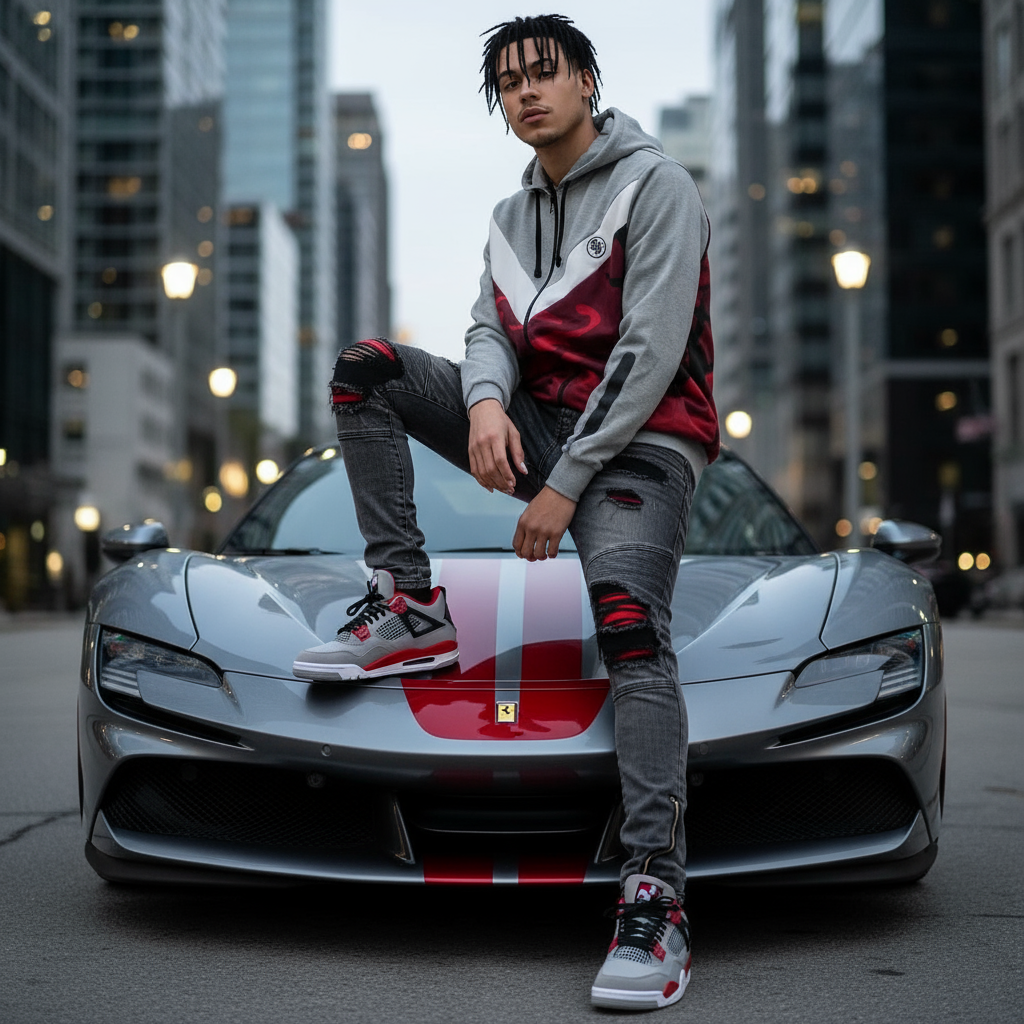 *SEAN JOHN* (RED-CAMO-GREY) POLYESTER HOODED ZIP UP TRACK JACKETS