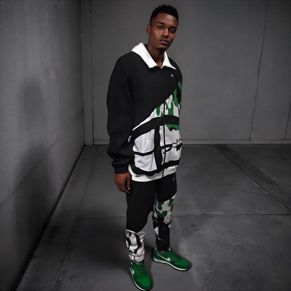•CHAMPION CHIEF• LUXURY (GREEN CAMOUFLAGE) TRACKSUITS (CUT & SEW) (EMBROIDERED LOGOS)