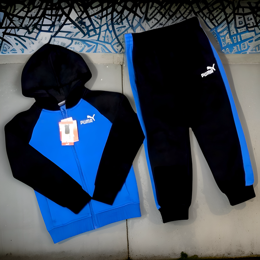 *PUMA* (BLACK-MULTI) FULL SWEASUITS FOR BOYS
