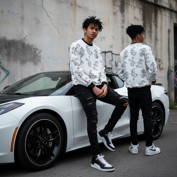 *YMCMB* (WHITE MULTI) •CREWNECK SWEATSHIRT•