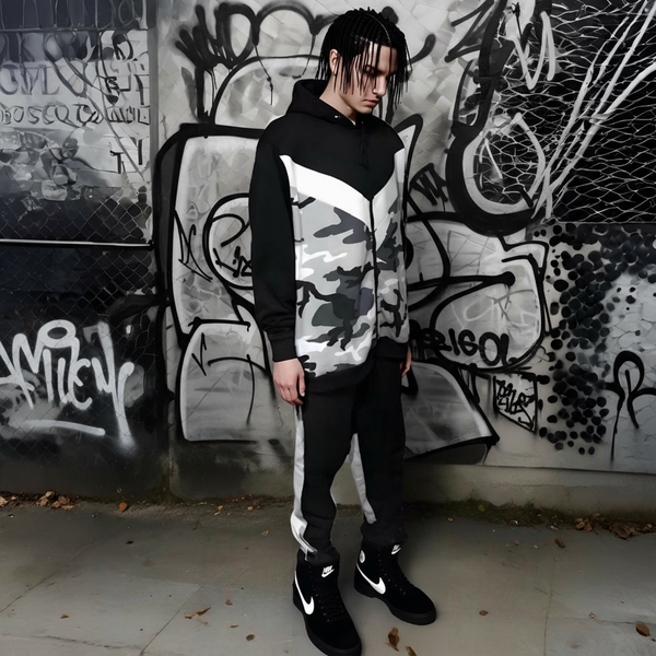 •SEAN JOHN• (CAMOUFLAGE) POLYESTER HOODED ZIP UP TRACKSUITS (XB SIZED)