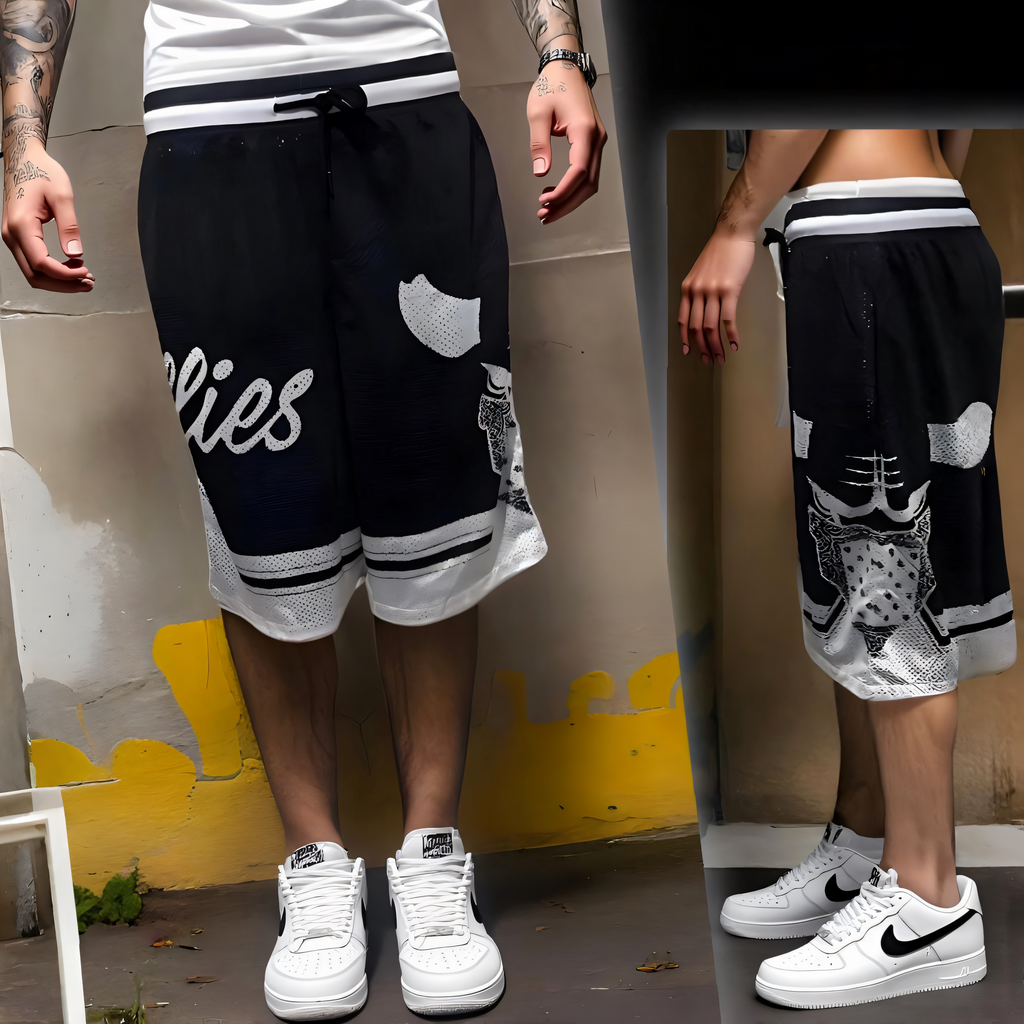 ^CHI-TOWN BULLIES^ (BLACK-WHITE) MESH BASKETBALL JERSEYS