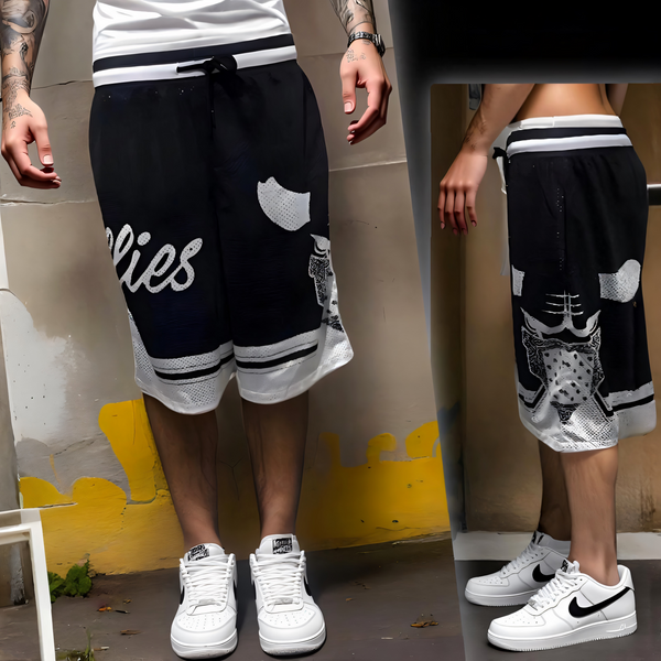 ^CHI-TOWN BULLIES^ (BLACK-WHITE) MESH BASKETBALL JERSEYS