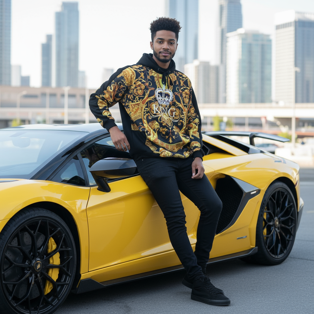 •KING V3R$@C3• LUXURY CUT & SEW HOODIES FOR MEN (EMBROIDERED LOGO)