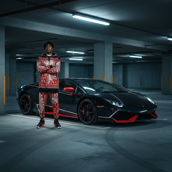 •TRIBE VIBES• (RED-GREY-BLACK-WHITE) FULL HOODED JOGGERS SWEATSUITS