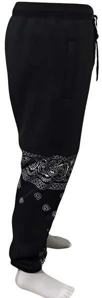 ^OUTFIT KINGS^ LUXURY BLACK BANDANA JOGGER SWEATPANTS (CUT & SEW COLLECTION)