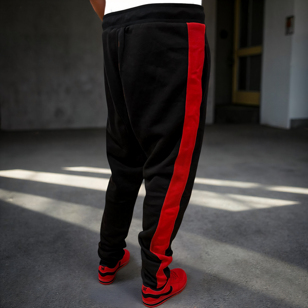 •CHICAGO 23• (BLACK-RED) JOGGER SWEATPANTS (EMBROIDERED)