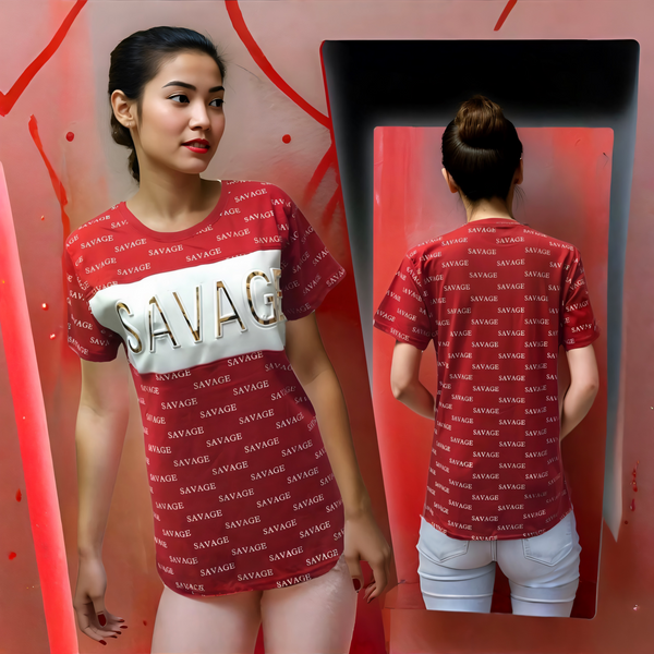 ^INFAMOUS BLACK SHEEP^ ~SAVAGE~ *3D PRINT* ALL OVER FANCY PRINT TEES FOR WOMEN