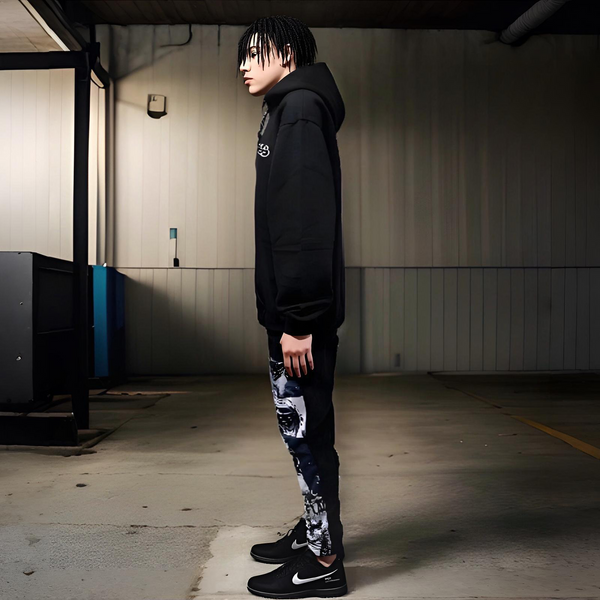 ^BLACK FLAG^ (BLACK) ~CREW POSSE~ EMBROIDERED HOODED JOGGER SWEATSUITS(CUT & SEW)
