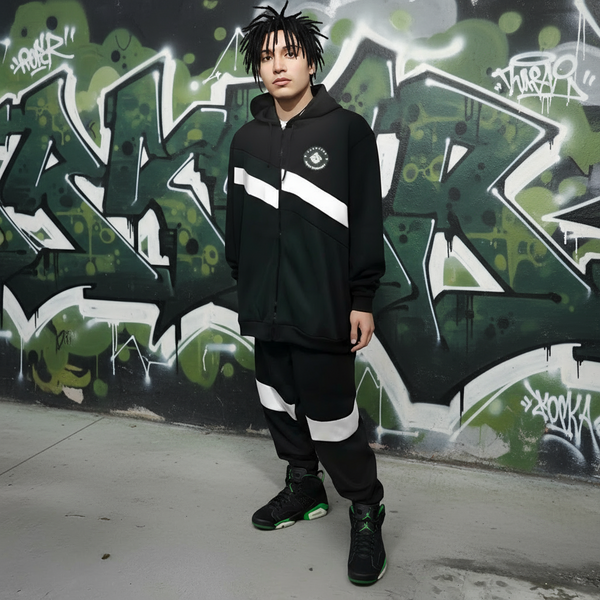 •SEAN JOHN• (GREEN~MULTI) POLYESTER HOODED ZIP UP TRACKSUITS (XB SIZED)