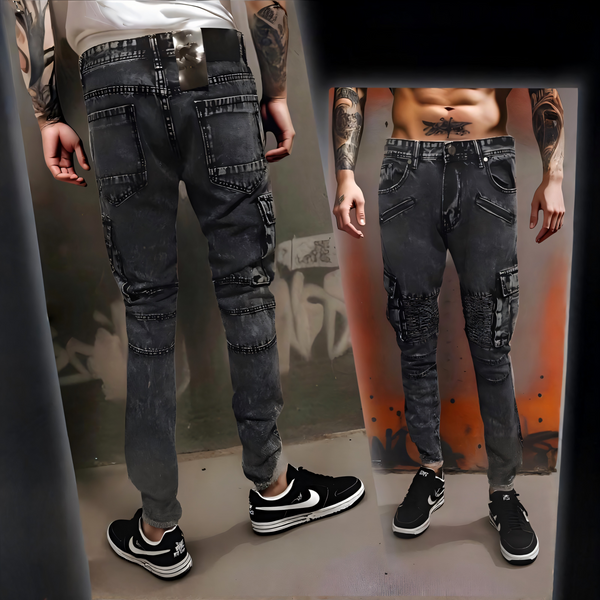 ^ONE CULTURE^ *BIKER STYLE* RIPPED DENIM JEANS