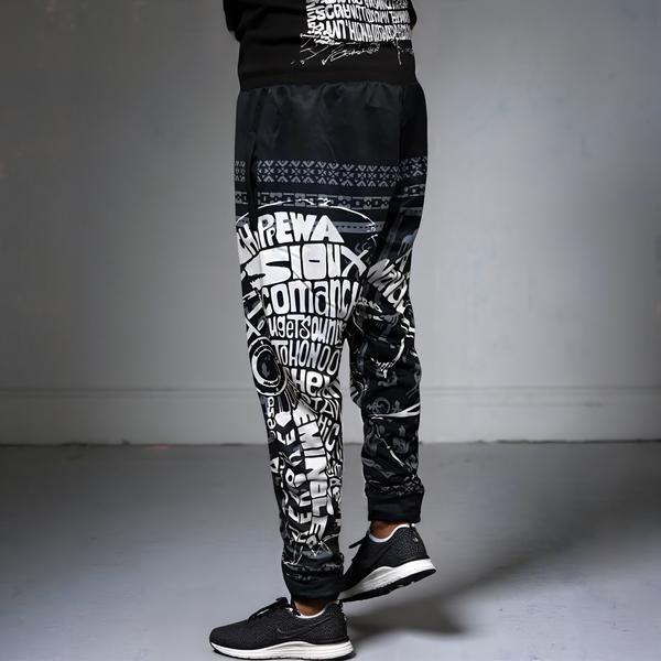 ^TRIBE VIBES^ (BLACK-WHITE-GREY) JOGGER SWEATPANTS