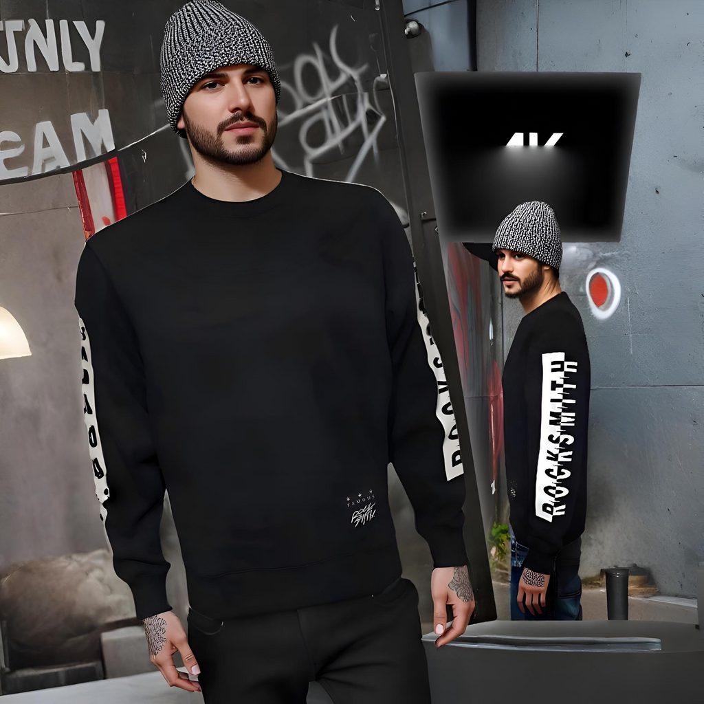 ^FAMOUS STARS AND STRAPS / ROCKSMITH^ (BLACK) CREWNECK SWEATSHIRT COLLABORATION