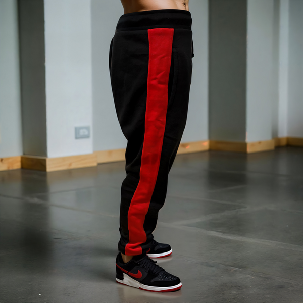 •CHICAGO 23• (BLACK-RED) JOGGER SWEATPANTS (EMBROIDERED)