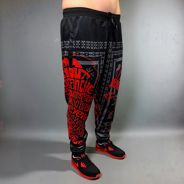 ^TRIBE VIBES^ (RED-GREY-BLACK) JOGGER SWEATPANTS