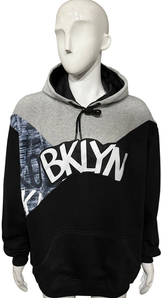 *BKLYN* (BLACK-GREY) LUX PULLOVER HOODIES (CUT & SEW)