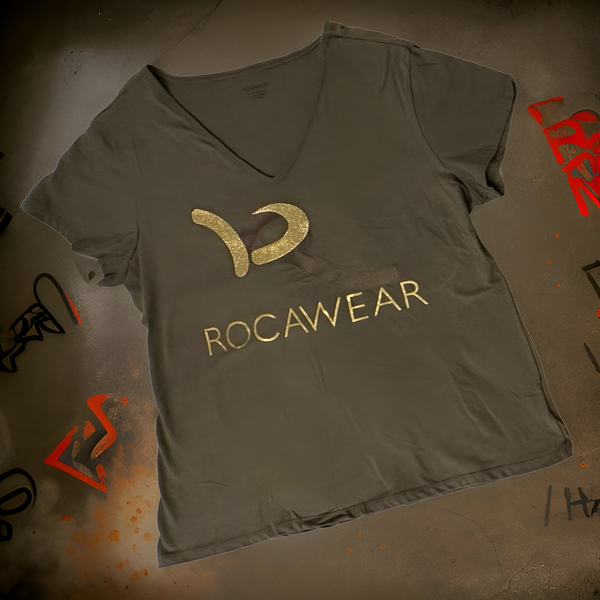 *ROCAWEAR* (OLIVE) V-NECK TOP FOR WOMEN (Vintage NOS)