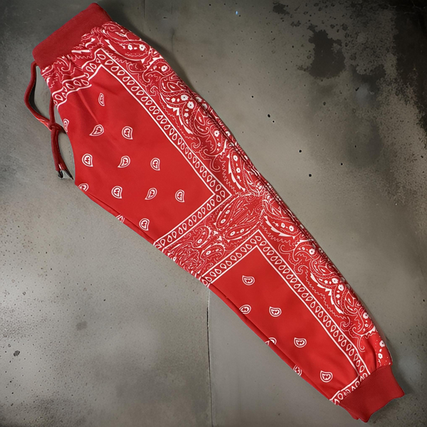 *RED BANDANA* ~custom fleece lined~ •jogger sweatpants• (Read description)