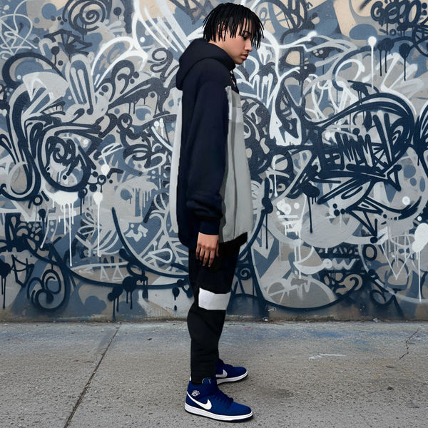 •SEAN JOHN• (NAVY-MULTI) POLYESTER HOODED ZIP UP TRACKSUITS (XB SIZED)