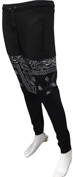 ^OUTFIT KINGS^ LUXURY BLACK BANDANA JOGGER SWEATPANTS (CUT & SEW COLLECTION)