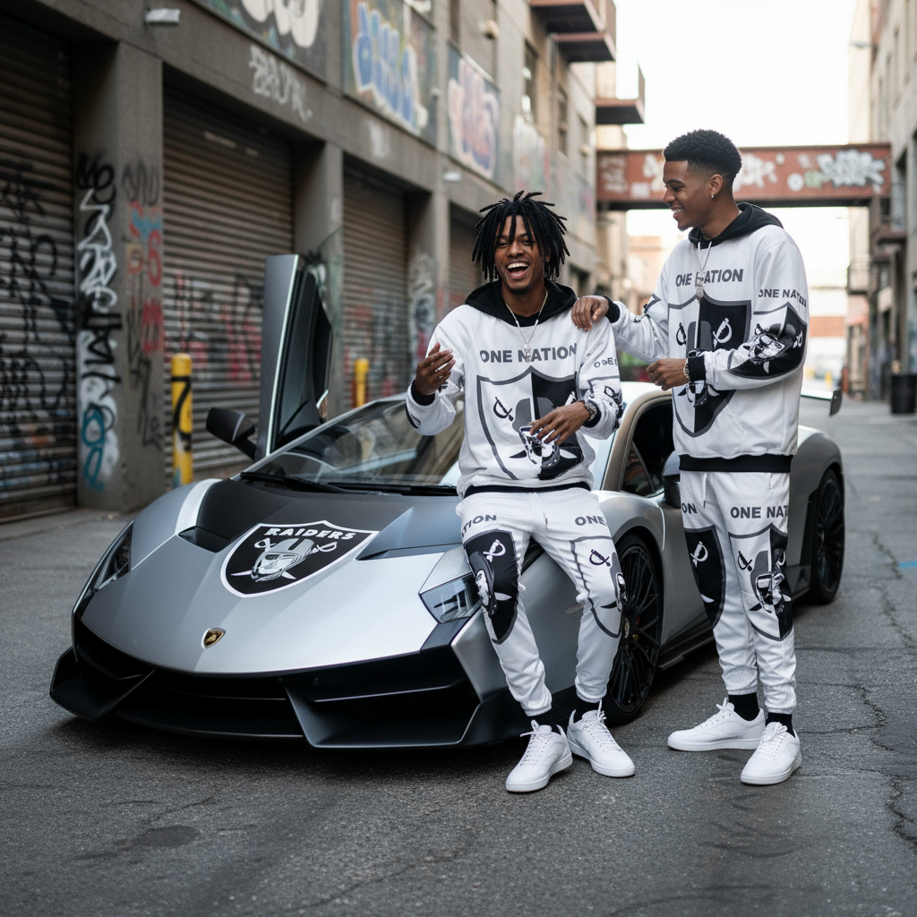 •RAIDERS• ~ONE NATION~ JOGGER SWEATSUITS (FLEECY SOFT LINED)