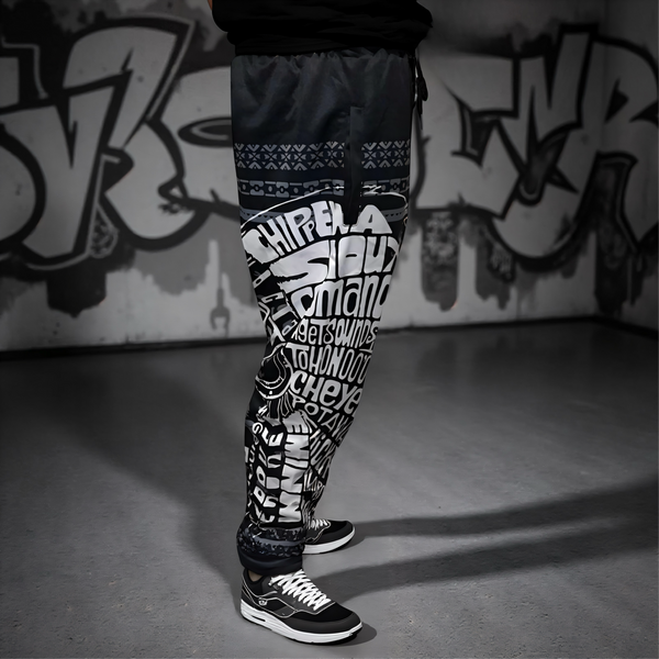 ^TRIBE VIBES^ (BLACK-WHITE-GREY) JOGGER SWEATPANTS
