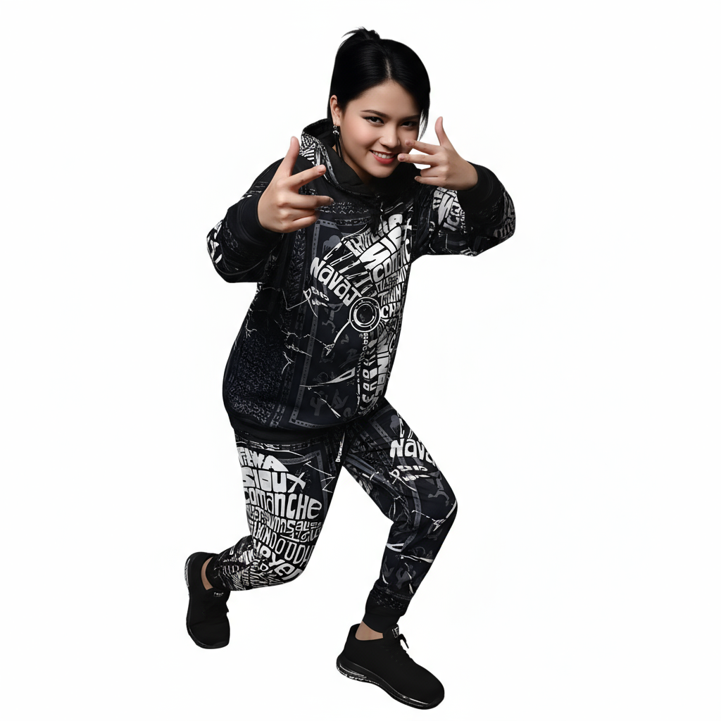 •TRIBE VIBES• (BLACK-WHITE-GREY) FULL HOODED JOGGER SWEATSUITS