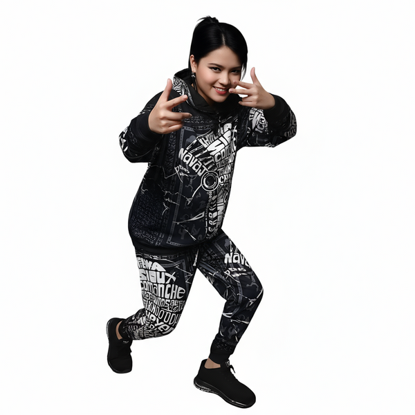 •TRIBE VIBES• (BLACK-WHITE-GREY) FULL HOODED JOGGER SWEATSUITS