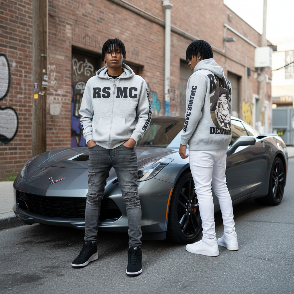 *ROGUE STATUS / DTA* ~DEVIL DOGS~ (LIGHT GREY) MEN'S ZIP UP HOODIES