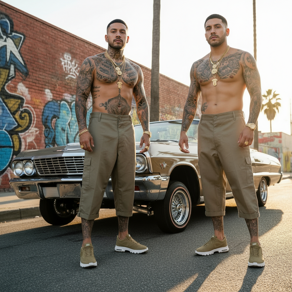 ^ROYAL BLUE^ (KHAKI ) ~CHOLO~ ANKLE BURNER STYLE SHORTS (LOW-LOW) (Cargo)