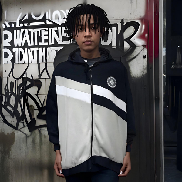 *SEAN JOHN* (NAVY-MULTI) POLYESTER  HOODED ZIP UP TRACK JACKETS (XB SIZED)