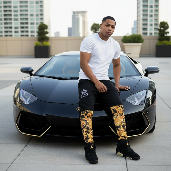 •KING V3R$@C3• LUXURY CUT & SEW SWEATPANTS FOR MEN (EMBROIDERED LOGO)