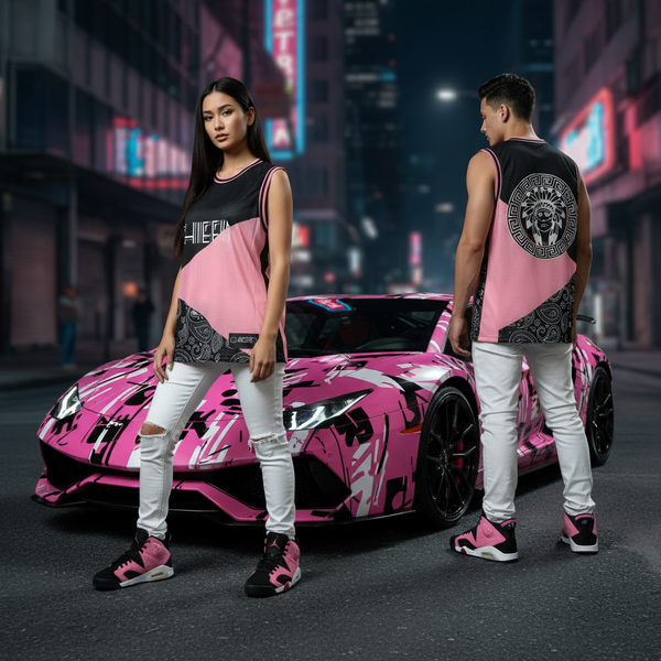 *CHIEFIN’* (PINK-BLACK-PAISLEY) MESH BASKETBALL JERSEYS (UNISEX)