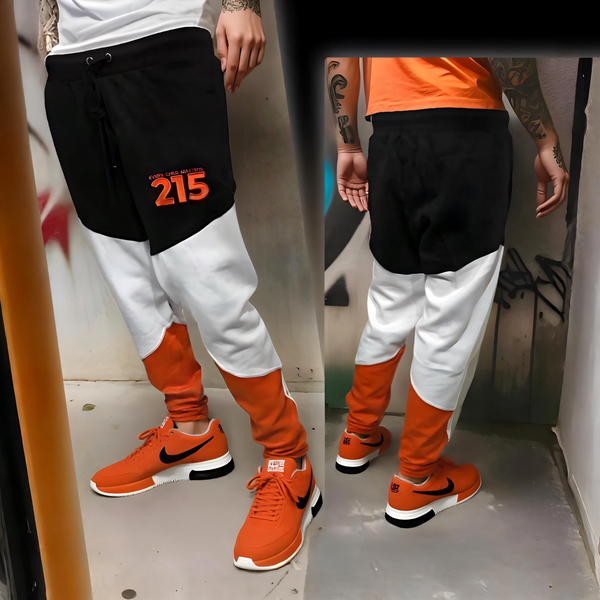 ^ECM^ (ORANGE-MULTI) JOGGER SWEATPANTS (CUT & SEW WITH EMBROIDERED LOGOS)