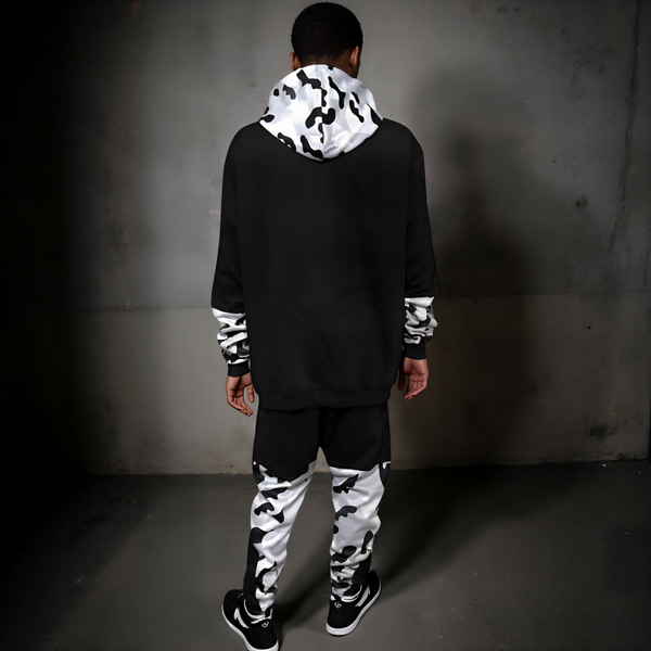 •CHIEFIN’ ADI-FEATHER• (WHITE CAMOUFLAGE) LUXURY HOODED ZIP UP TRACKSUITS (CUT & SEW)