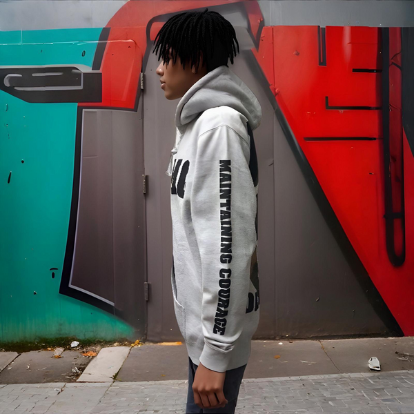 ^ROGUE STATUS / DTA^ *DEVIL DOGS* (LIGHT GREY) MEN'S ZIP UP HOODIES