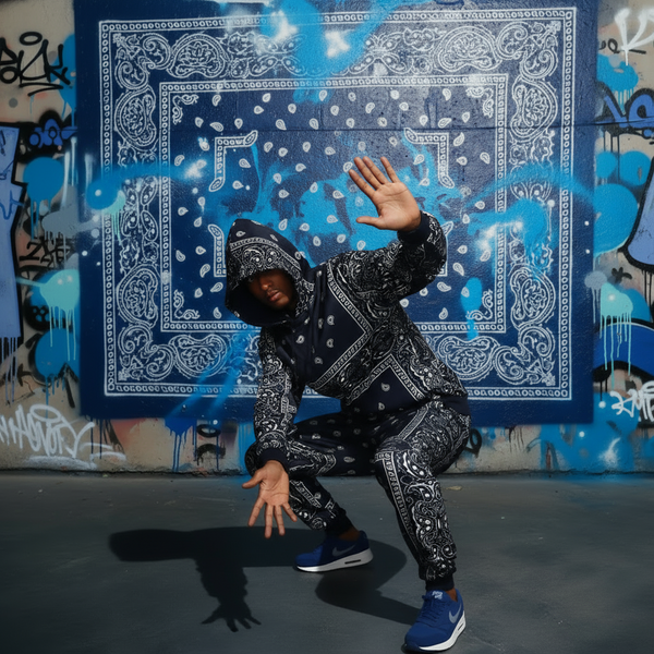 *NAVY BANDANA* JOGGER SWEATSUITS *BLUE PAISLEY* (FLEECY SOFT LINED)