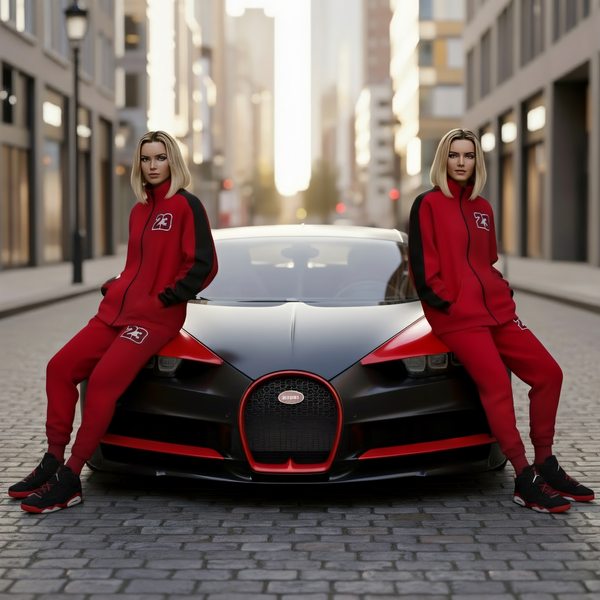 •23• (RED-BLACK) ZIP UP TRACKSUITS (CUT & SEW)