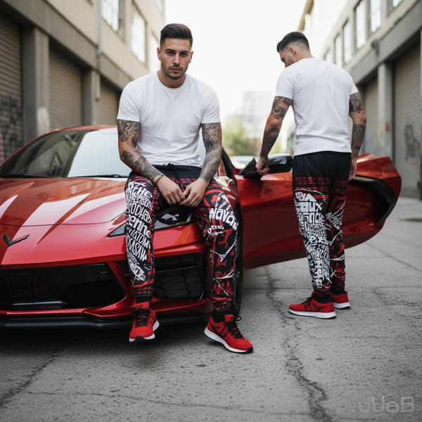 *TRIBE VIBES* (RED-BLACK-WHITE) JOGGER SWEATPANTS