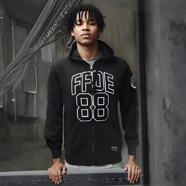 ^FINALLY FAMOUS^ (BLACK) ZIP UP HOODIE (MEDIUM)