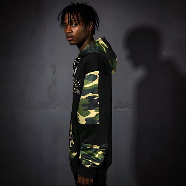 •CHIEFIN’ ADI-FEATHER• (GREEN CAMOUFLAGE) LUX ZIP UP HOODIES (CUT & SEW)