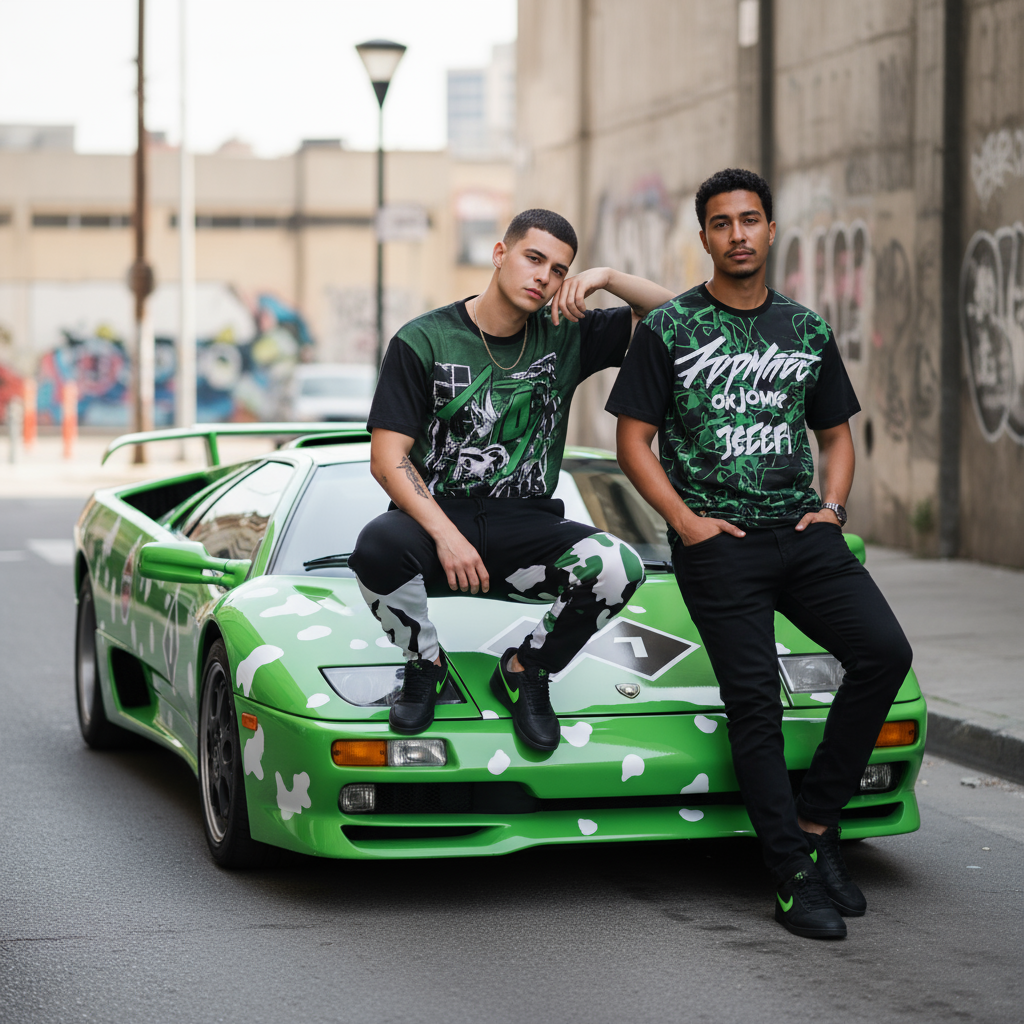 •CHAMPION CHIEF• LUXURY (GREEN CAMOUFLAGE) JOGGER SWEATPANTS (CUT & SEW)