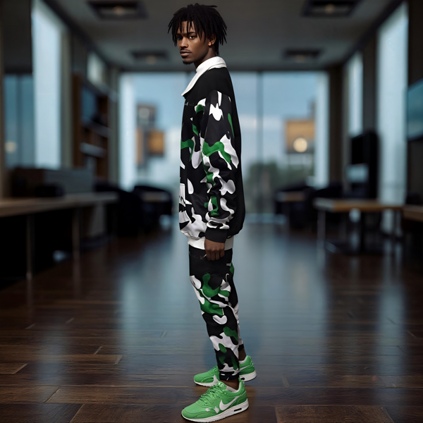 •CHAMPION CHIEF• LUXURY (GREEN CAMOUFLAGE) TRACKSUITS (CUT & SEW) (EMBROIDERED LOGOS)