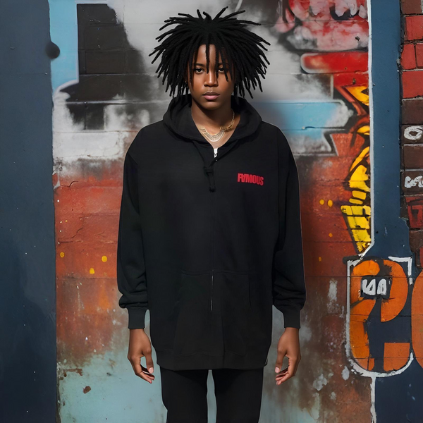 ^FAMOUS STARS AND STRAPS^ (BLACK) ZIP UP HOODIES FOR MEN