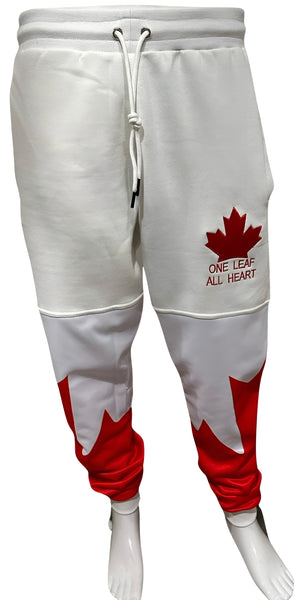 *ALL HEART* ~World Juniors Team Canada~ (WHITE-RED) •JOGGER SWEATPANTS• (Cut & Sew / Embroidery)