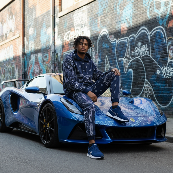 *NAVY BANDANA* JOGGER SWEATSUITS *BLUE PAISLEY* (FLEECY SOFT LINED)