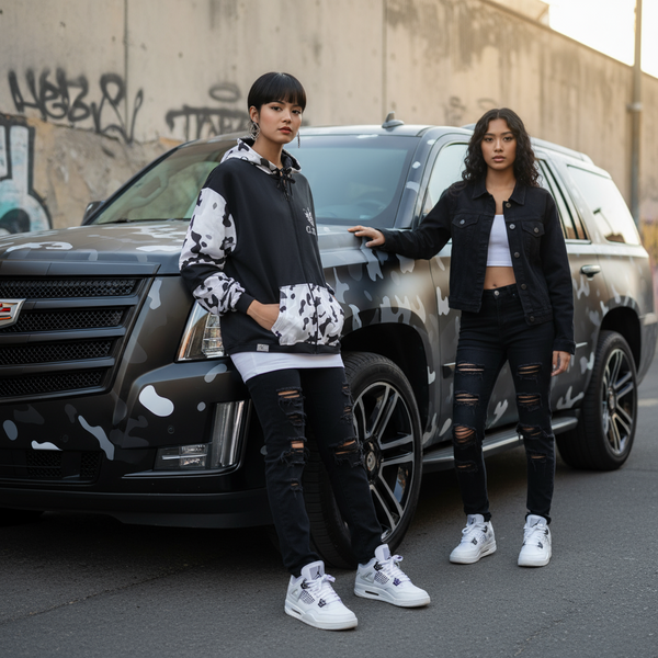 •CHIEFIN’ ADI-FEATHER• (WHITE CAMOUFLAGE) LUXURY ZIP UP HOODIES (CUT & SEW)
