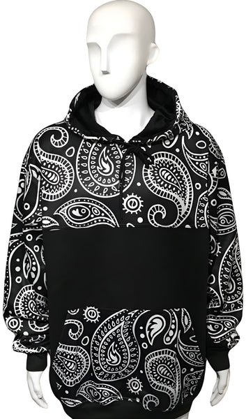 ^OUTFIT KINGS^ LUXURY BLACK BANDANA PULLOVER HOODIES (CUT & SEW COLLECTION)